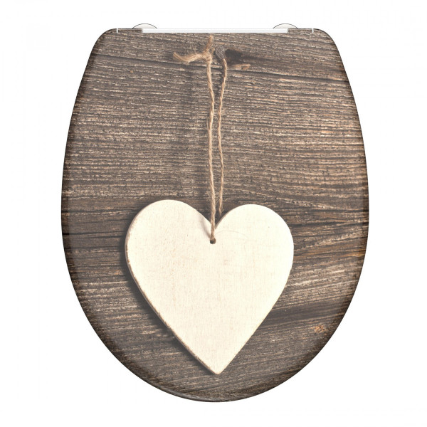 Abattant WC en Duroplast WOOD HEART avec Frein de Chute et Déclipsable