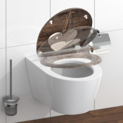 Abattant WC en Duroplast WOOD HEART avec Frein de Chute et Déclipsable