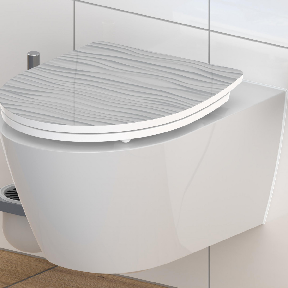 Abattant WC en Duroplast HG WHITE WAVE avec Frein de Chute et Déclipsable