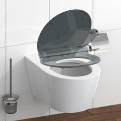 Abattant WC en Duroplast Extra Fin SLIM ANTHRAZIT avec Frein de Chute et Déclipsable