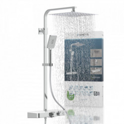 OCEAN Overhead shower set, chrome/ white, with thermostatic tray