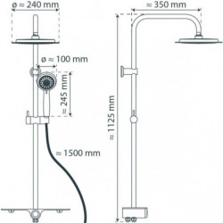 AQUASTAR hoofddoucheset, chroom/wit, met planchet