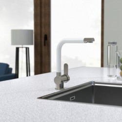 RIO Sink mixer, stainless steel look/white