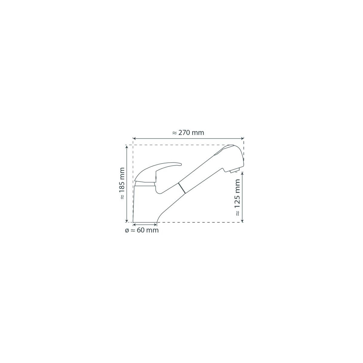 ALBATROS Sink mixer low pressure, chrome, with pull-out sprayer