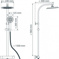 MADURA FRESH Hoofddoucheset met thermostatische thermostaatkraan, chroom