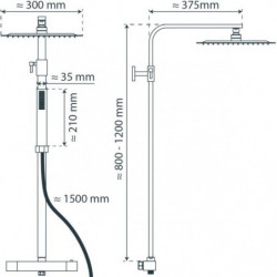 SUMBA Overhead shower set, chrome, with thermostatic faucet