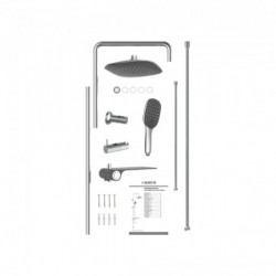 AQUASTAR Overhead shower set, chrome/ anthracite, with tray (lateral diverter)