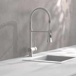 CORNWALL Sink mixer, stainless steel look, with spiral spring