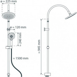 MATAO RAIN hoofddoucheset, chroom/matzwart