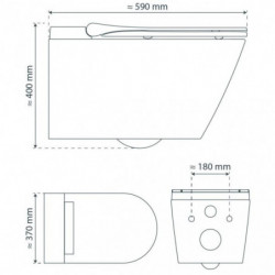 CESARI douche-wc, randloos, met Slim-wc-brillen