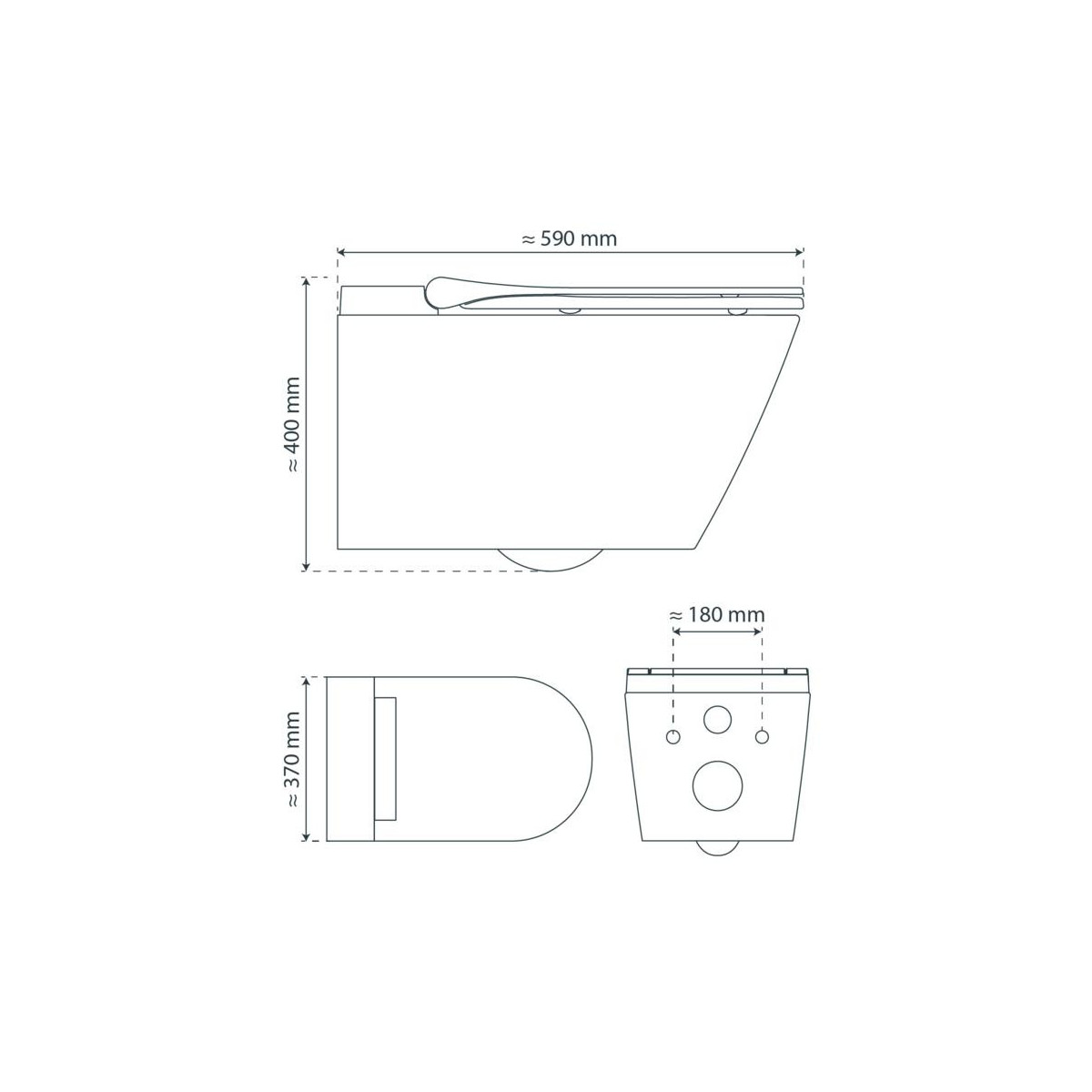 CESARI douche-wc, randloos, met Slim-wc-brillen