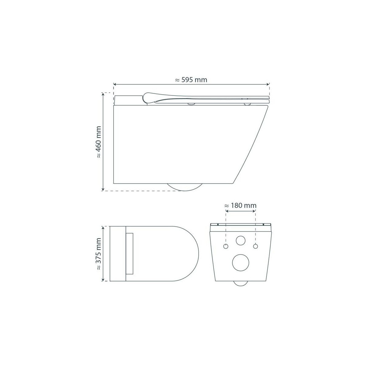 CESARI PREMIUM, Randloze douchewc met slimline zitting, wit