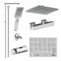 TRENTO Set douche de pluie avec Mitigeur thermostatique, Chromé