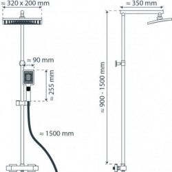 TRENTO Set douche de pluie avec Mitigeur thermostatique, Chromé