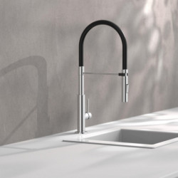 STILO Sink mixer, chrome/black, with soft-touch hose