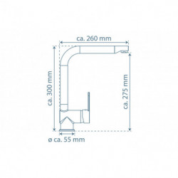 RIO mitigeur cuisine avec bec haut, apparence acier inoxydable / blanc mat