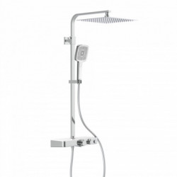 OCEAN Overhead shower set, chrome/ white, with thermostatic tray