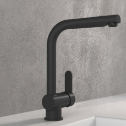 LONDON Sink mixer, black matt, with pull-out spout