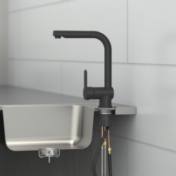 LONDON Sink mixer, black matt, with pull-out spout